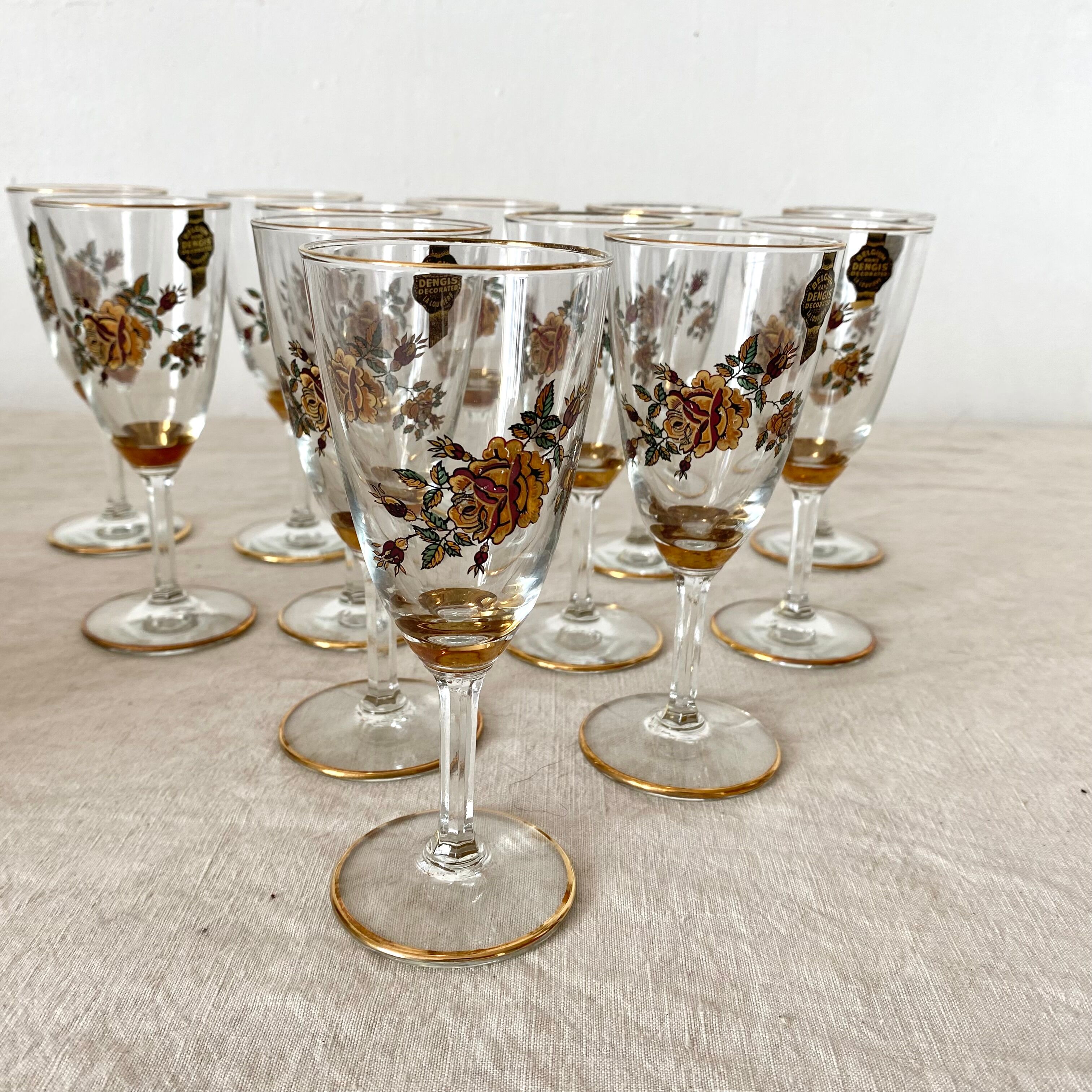 New vintage champagne flutes, 60s, La louvière
