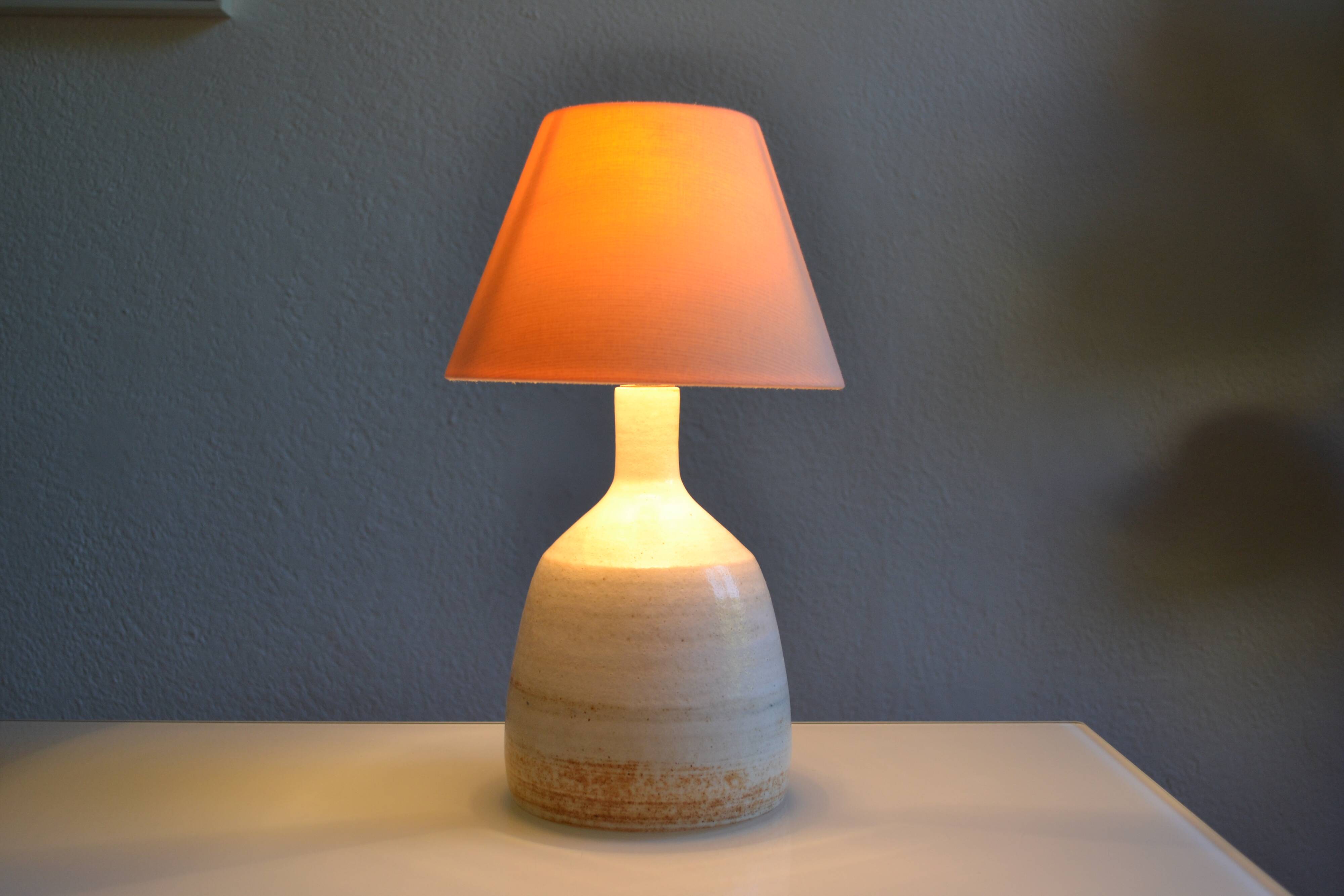 terracotta lamp base, modernist stoneware, France, 1970s