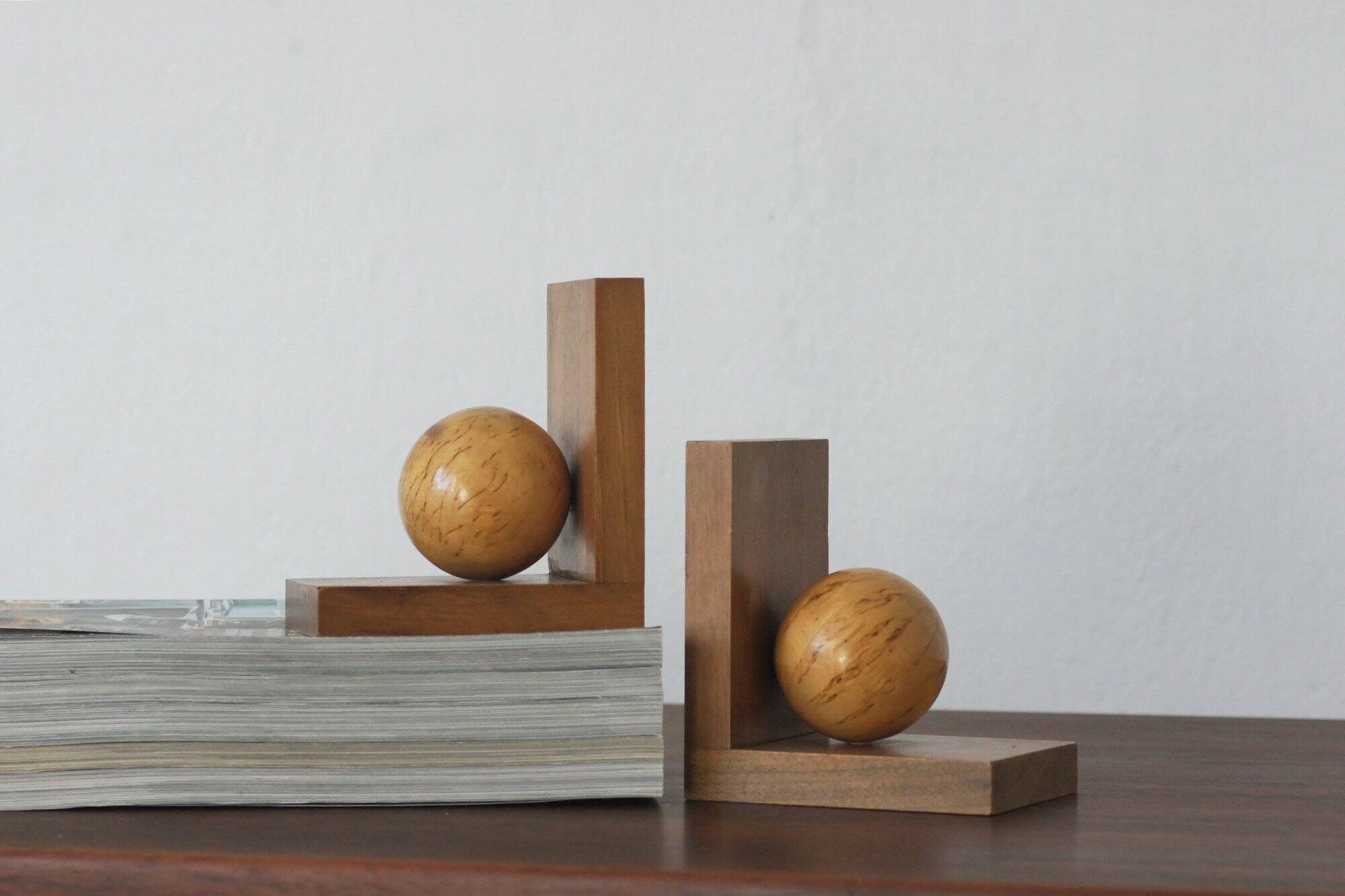 Mid-Century Modern Wooden Bookends, 1950s, Set of 2