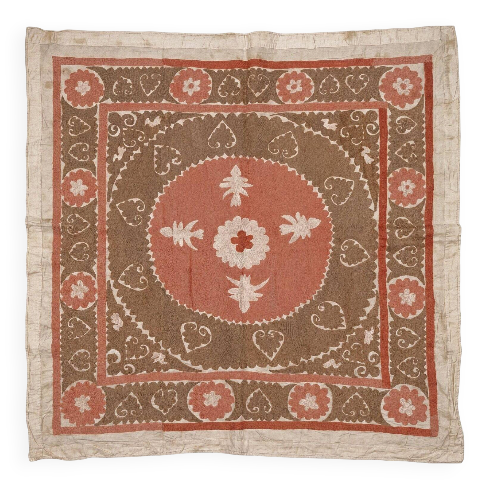Vintage hand-embroidered tablecloth 133x134 cm