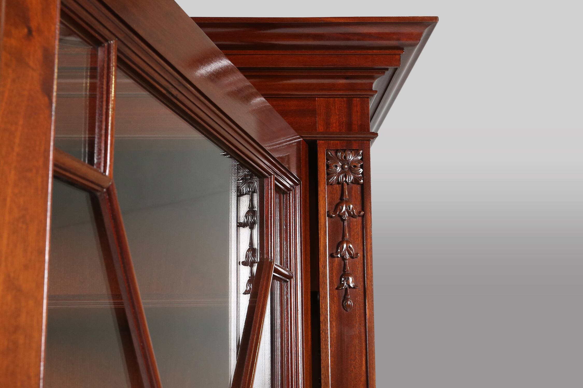 Exquisite Empire Style library cabinet with glass doors, Belgium, 1950s