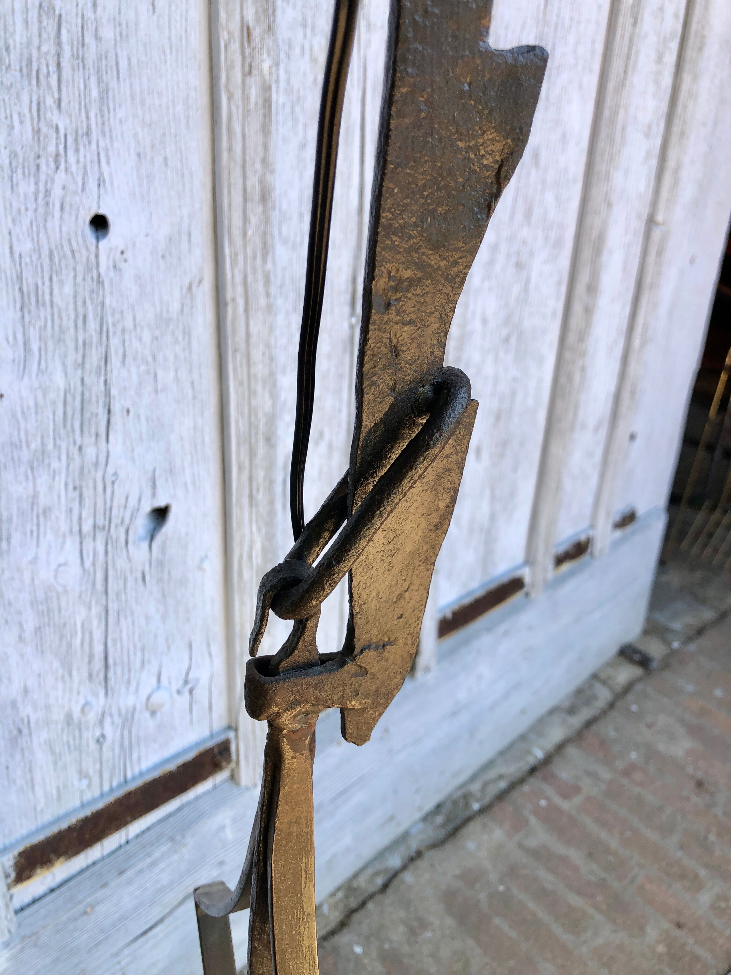 Brutalist wrought iron floor lamp 1970