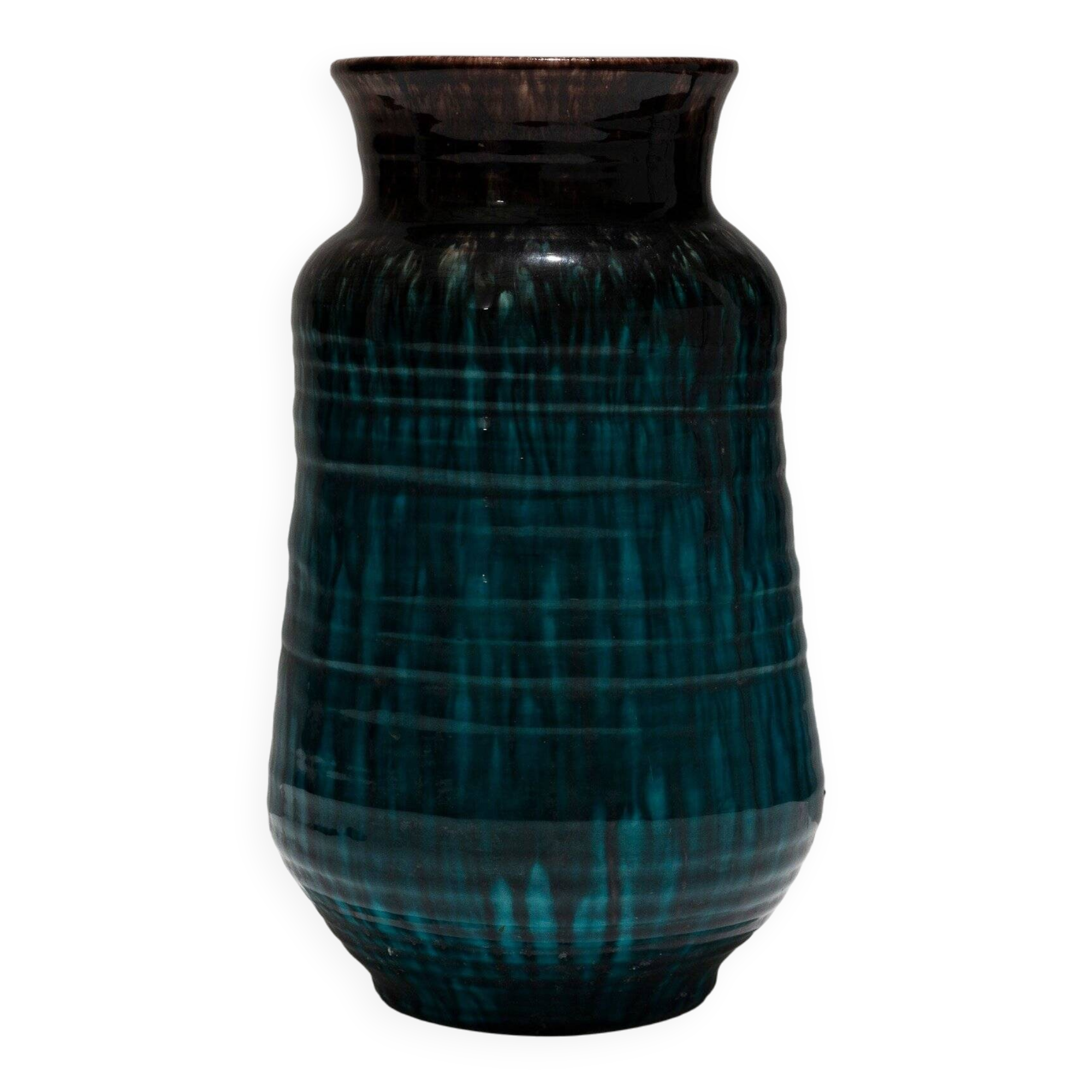 Vase en faïence à coulures, accolay, 1950s