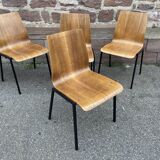 Suite of 4 chairs design Drabert Germany 1970 Scandinavian vintage