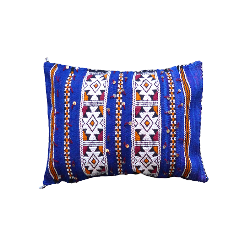Moroccan kilim cushion blue
