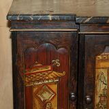 Regency 1810 library buffet in simulated hardwood with Chinese decoration.