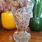 Vase à col en cristal moulé années 60