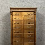 Notary cabinet with drawers in solid walnut, Napoleon III period, circa 1850