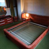 Vintage bed from the 70s with radio and built-in bedside lamp