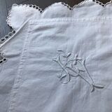 Hand embroidered pillow taie LV scalloped edge