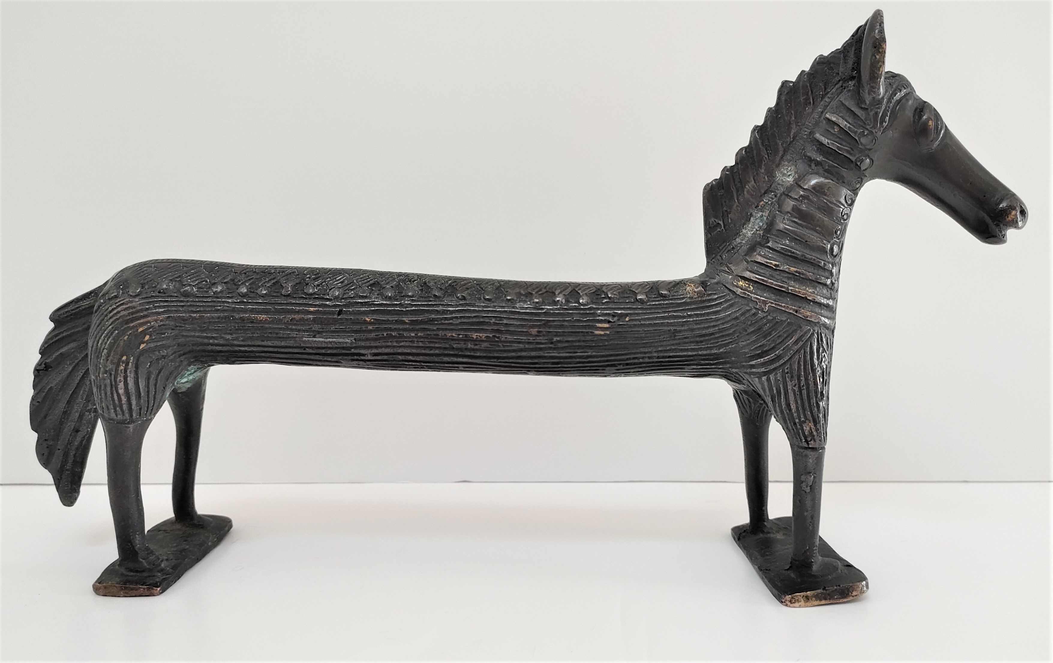 Horse sculptural brass solid patina black design