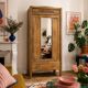 Art Deco bonnetière wardrobe from Paris in raw and solid oak.