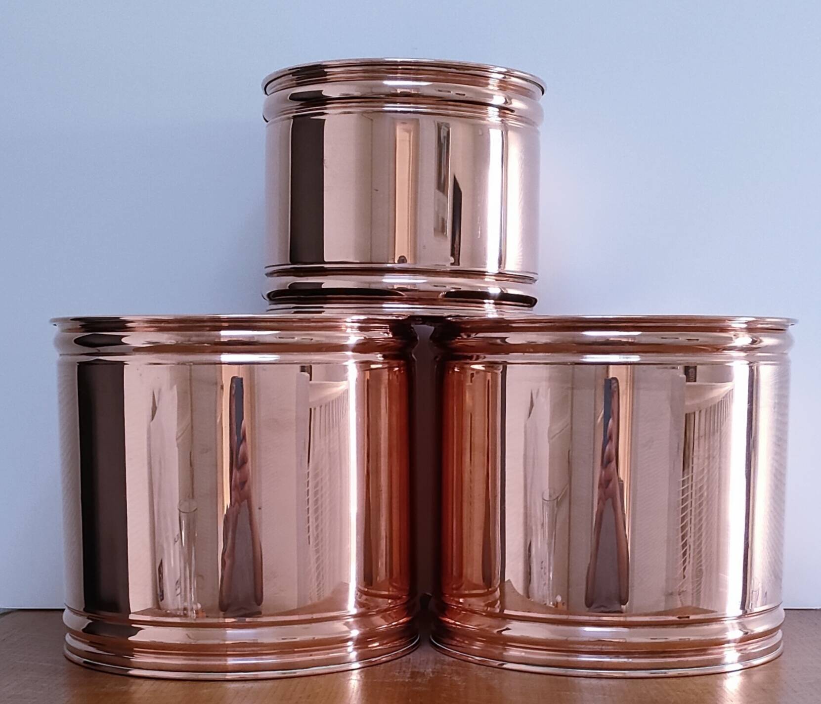 three cylindrical plant pots in a Scandinavian design from the 80s