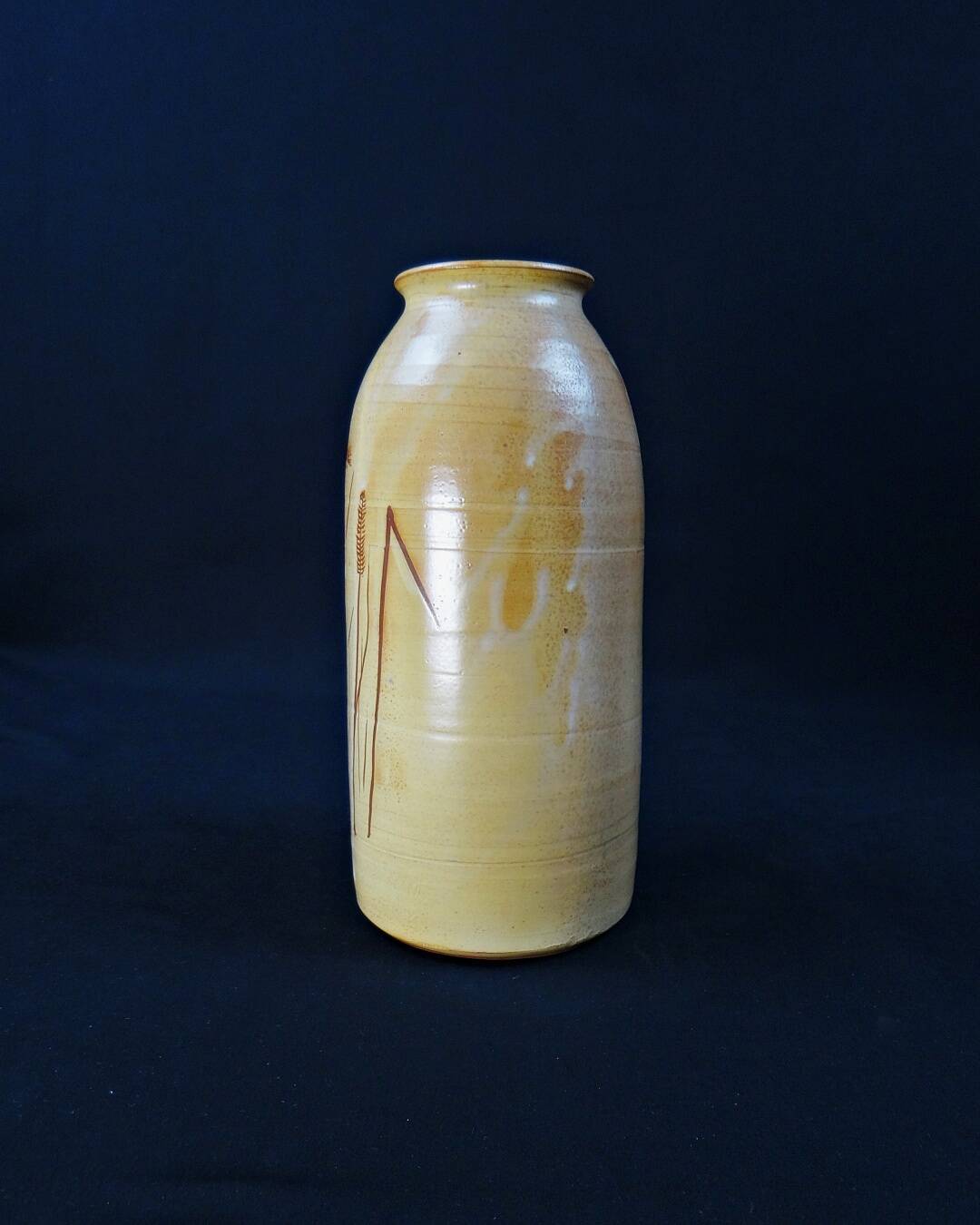 Stoneware Herbarium Vase signed Poteries Dequeker Saint-Georges-la-Pouge, Creuse