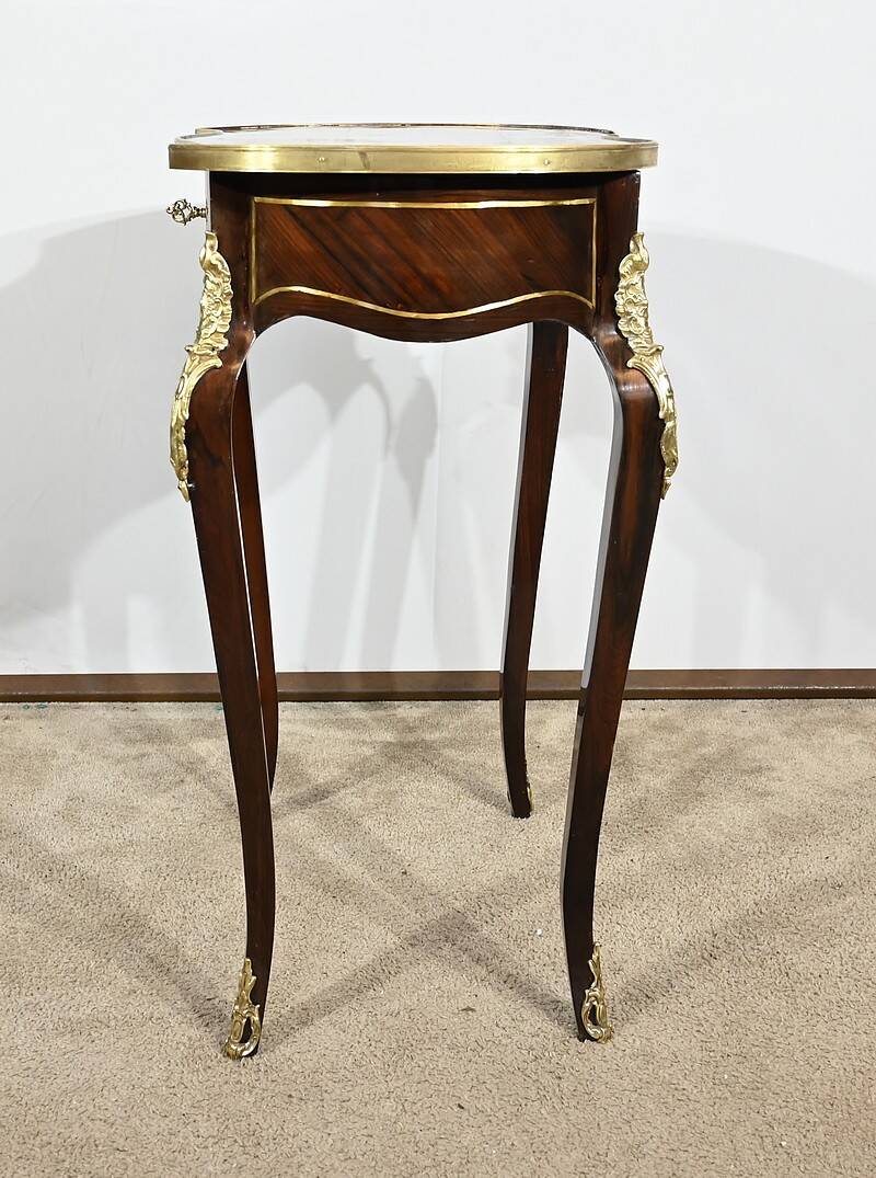 Small Living Room Table in Rosewood and Marquetry, Louis XV style, Napoleon III – Middle XI period