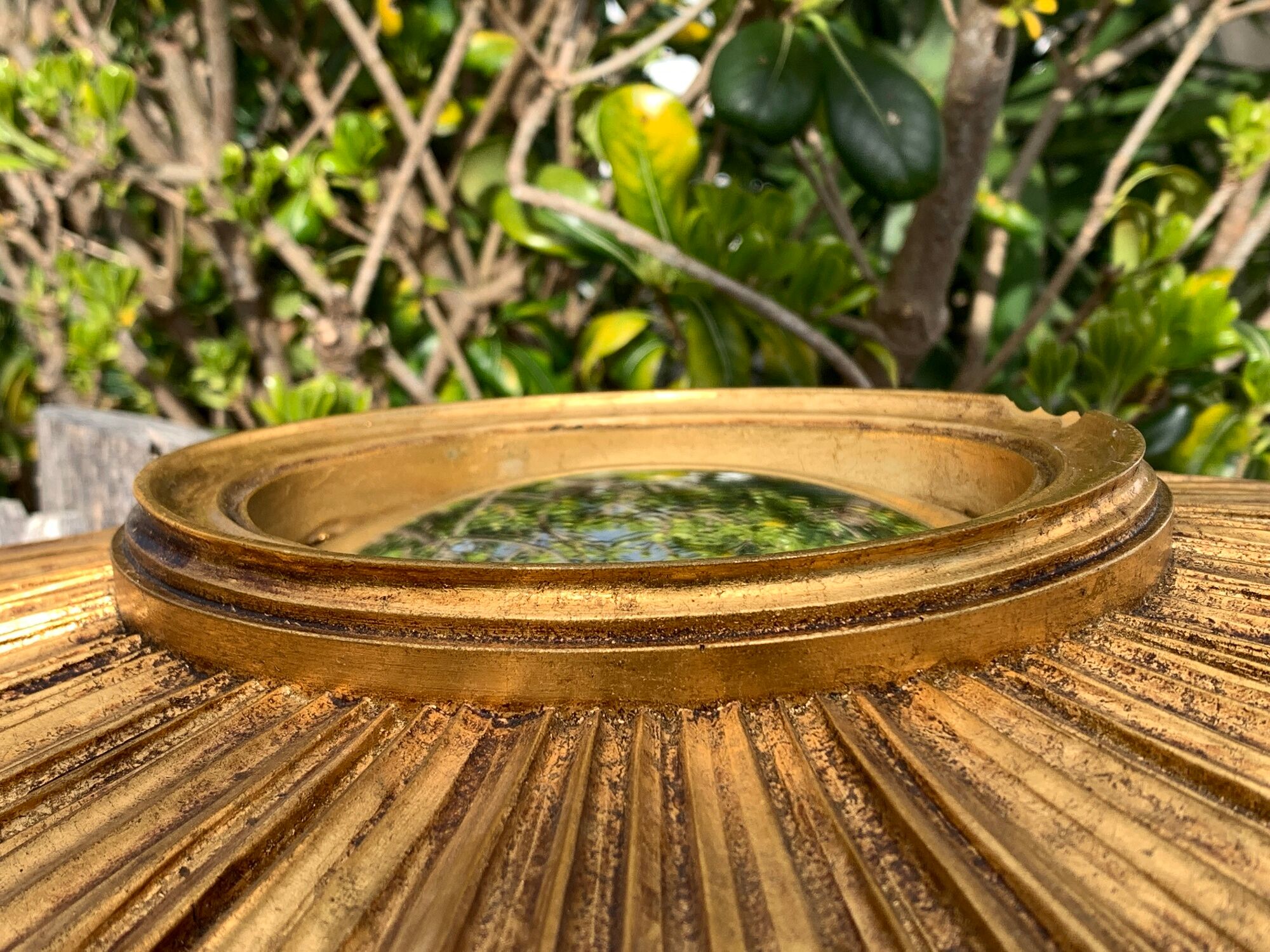Mirror sun or wooden witch, gilded with gold leaf, diameter 41 cm