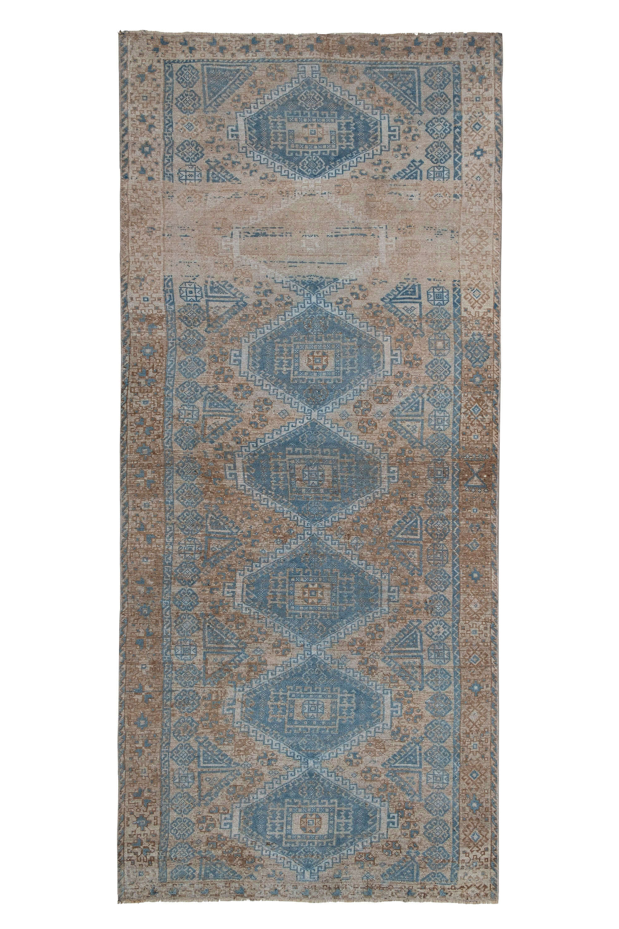 Distressed Turkish Oushak Rug Runner 142 x 324 cm