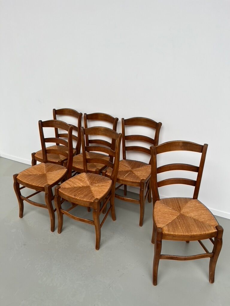 6 50s straw chairs