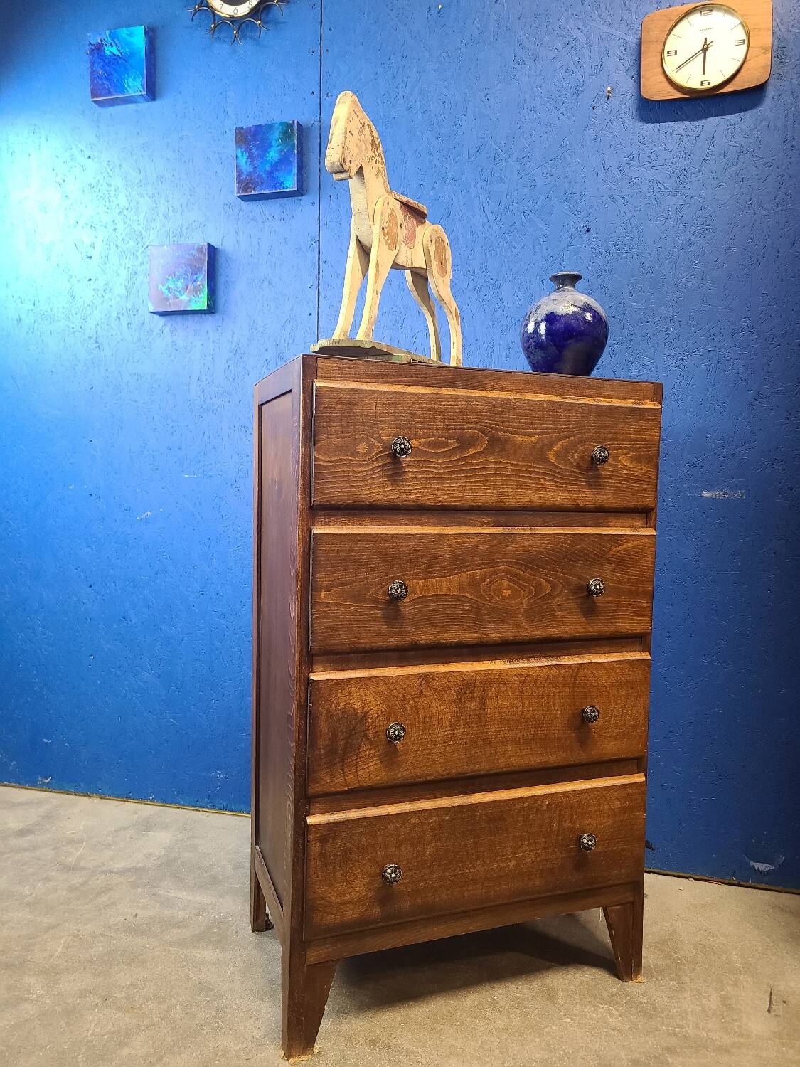 Blue stoneware flame vase circa 1960