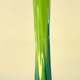 Vintage blown glass vase, twisted, blue and green, height: 39cm