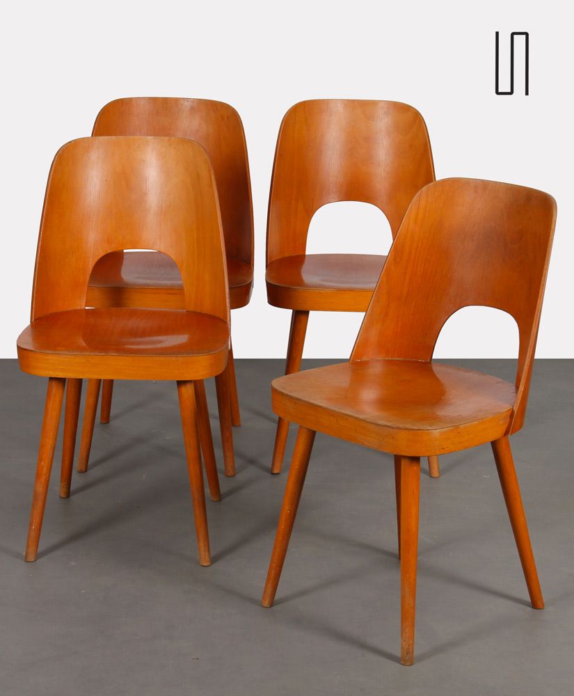 Suite of 4 vintage chairs by Oswald Haerdtl for Ton, 1960