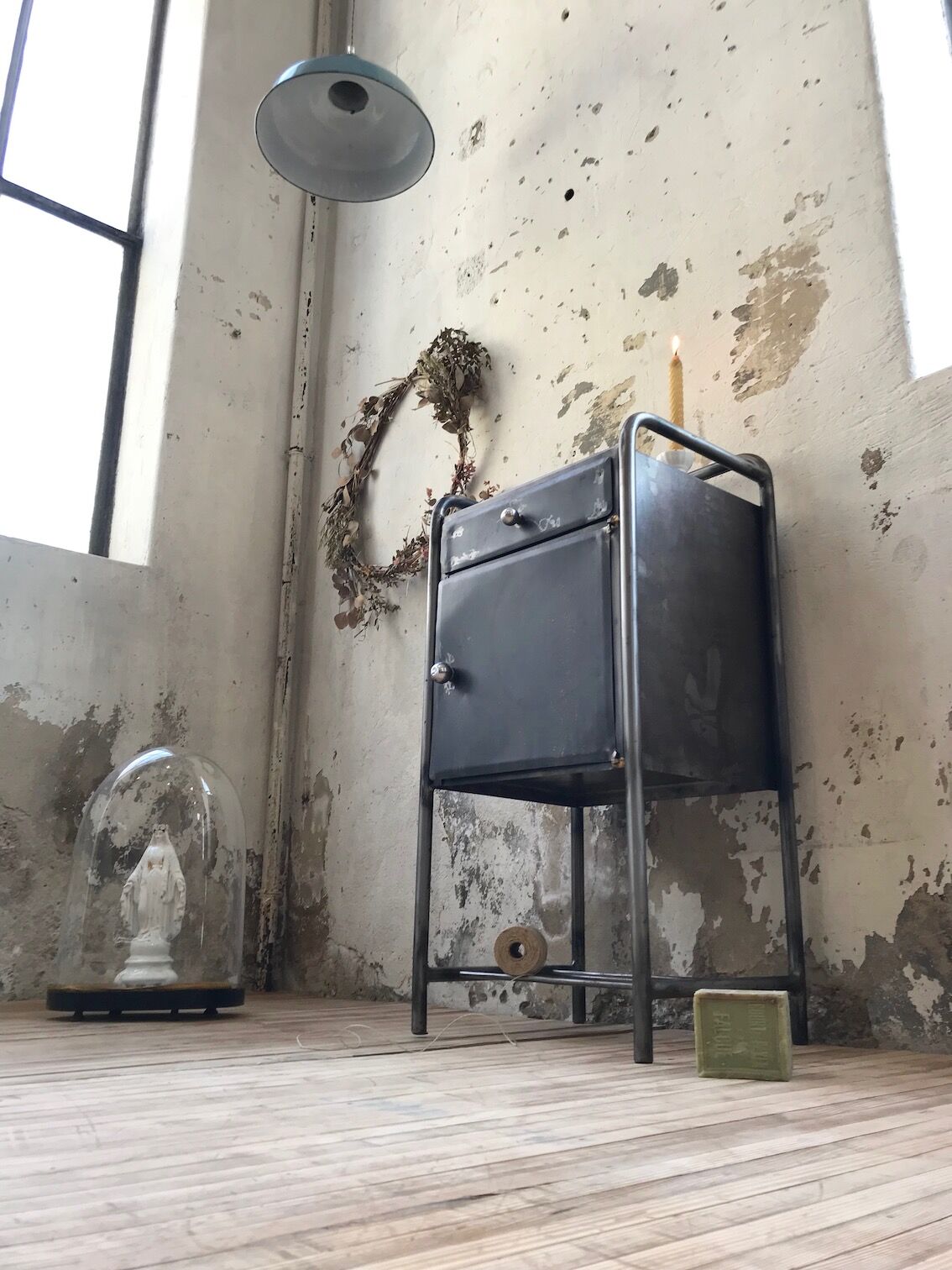 Industrial bedside table