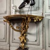 Carved and Gilded Wooden Console Imitating Natural Wood, Italy circa 1880
