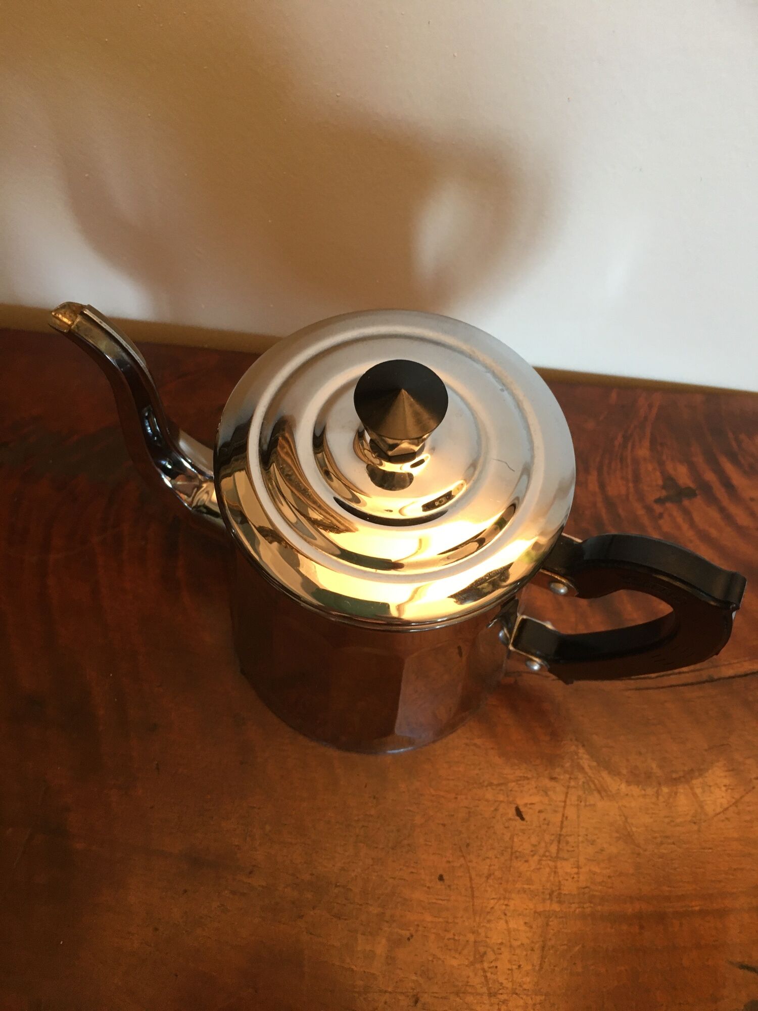 Théière vintage en cuivre chromé Menesa
