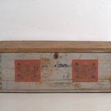 Ancienne malle grise avec détails floraux datée 1878 #26