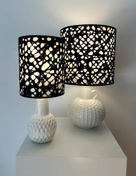 Lampe vase du milieu du siècle avec abat-jour japonais
