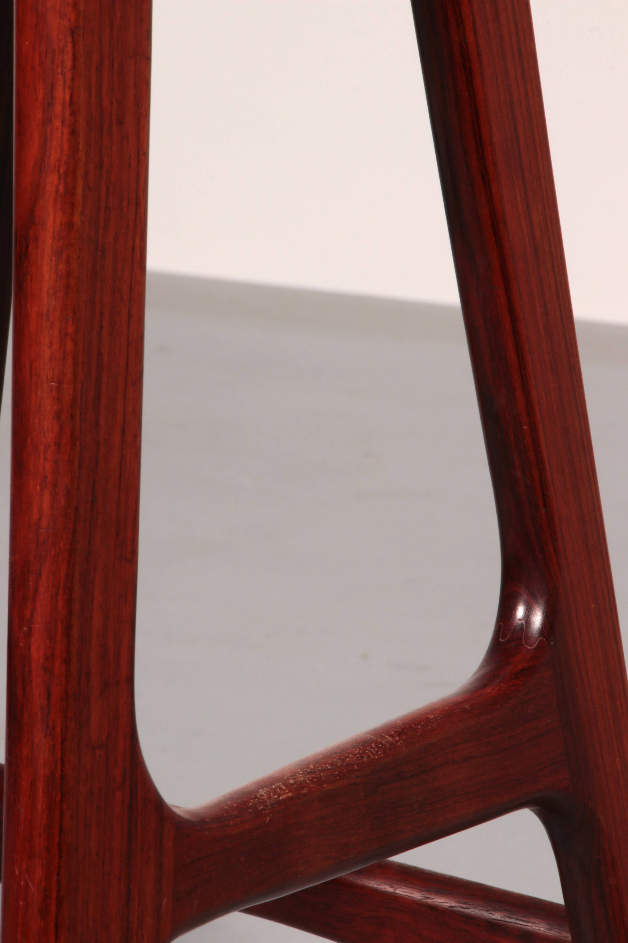 Tabouret de bar danois moderne modèle OD-61 en cuir et bois par Erik Buch pour Oddense Møbelfabrik, 1964