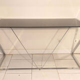 Seventies desk tinted glass top and chrome base