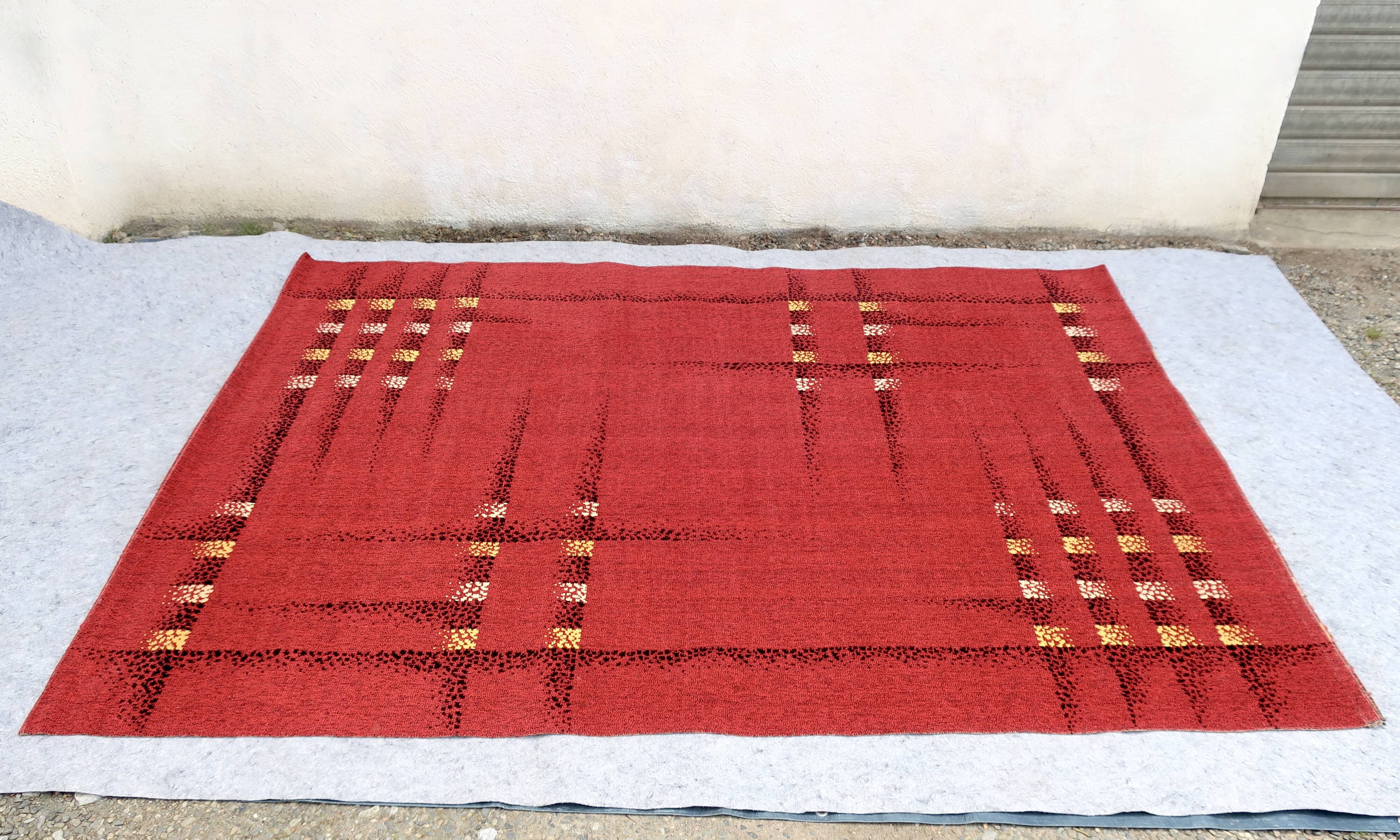 Rare vintage "reconstruction" rug, 1950s