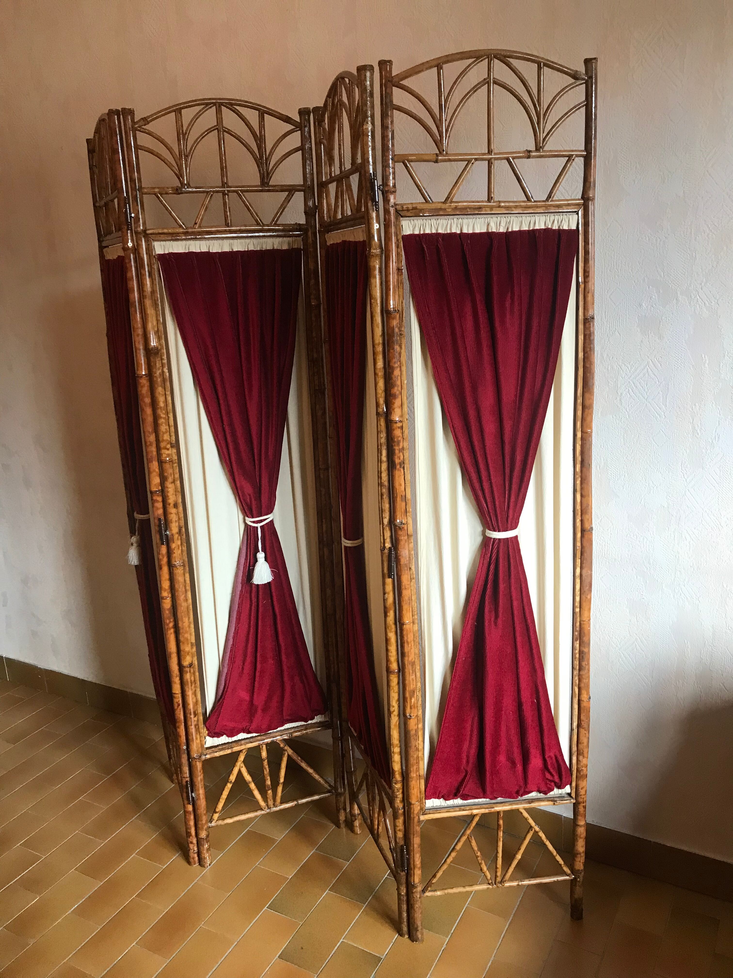 Bamboo and velvet screen