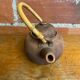 Antique terracotta teapot + bamboo handle, vintage japanese style