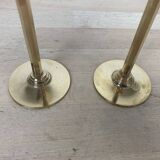 Pair of vintage golden brass candle holders