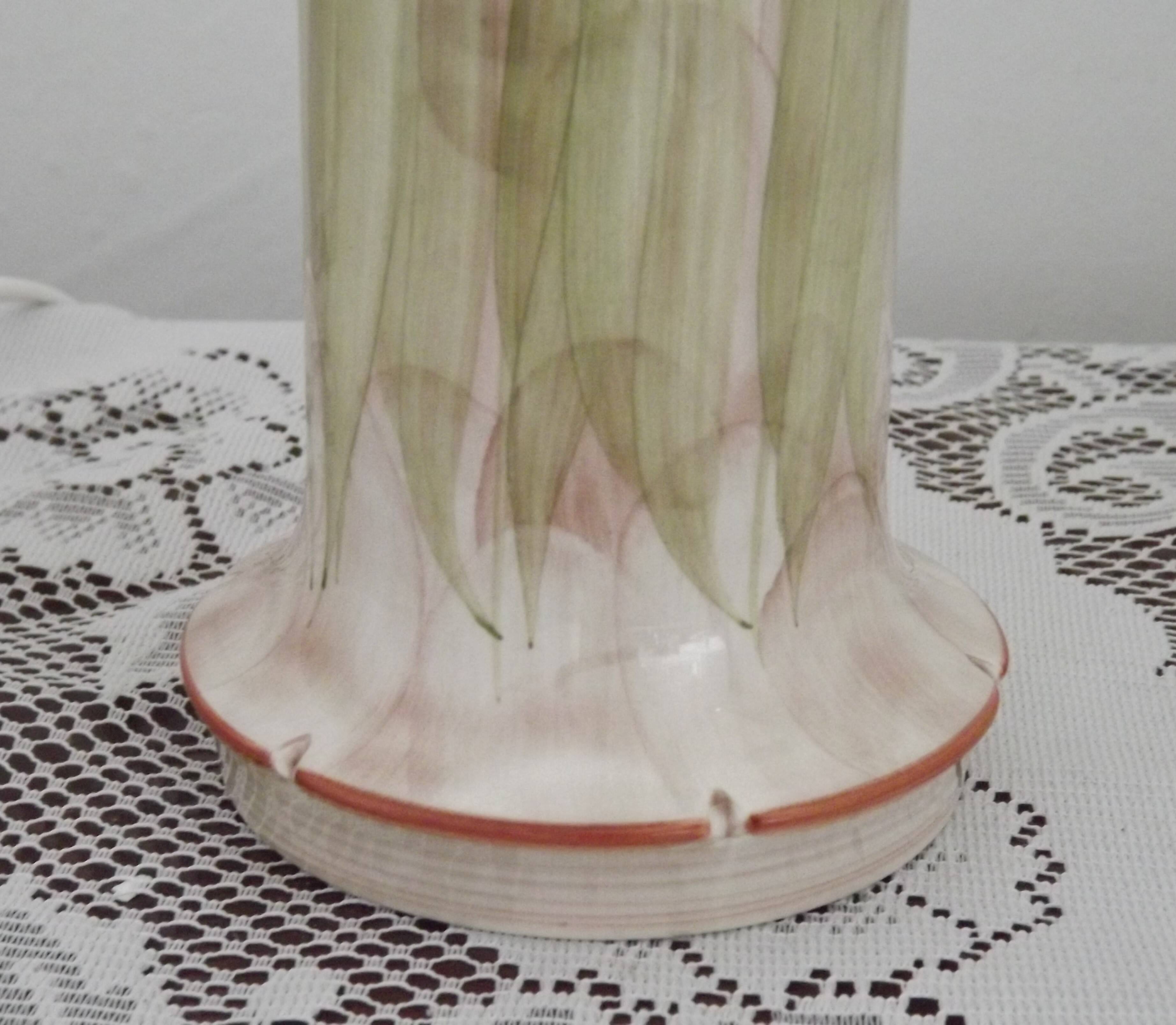 Set of 2 Hand-Painted Jersey Pottery Tulip Design Table / Bedside Lamps
