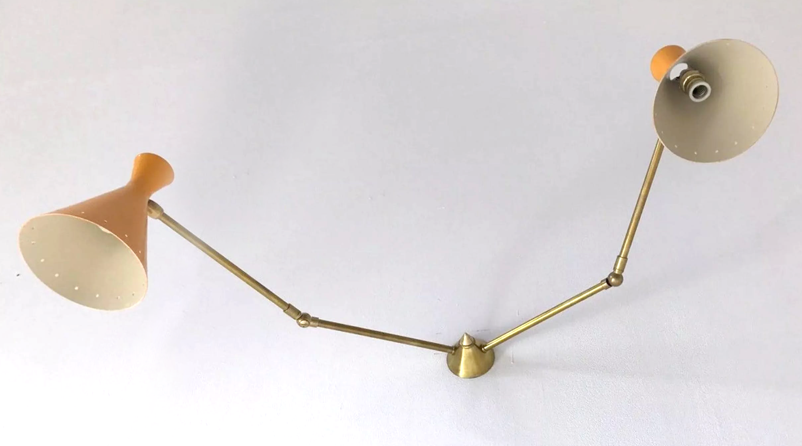 Italian double cone yellow-orange wall sconce from the 50s