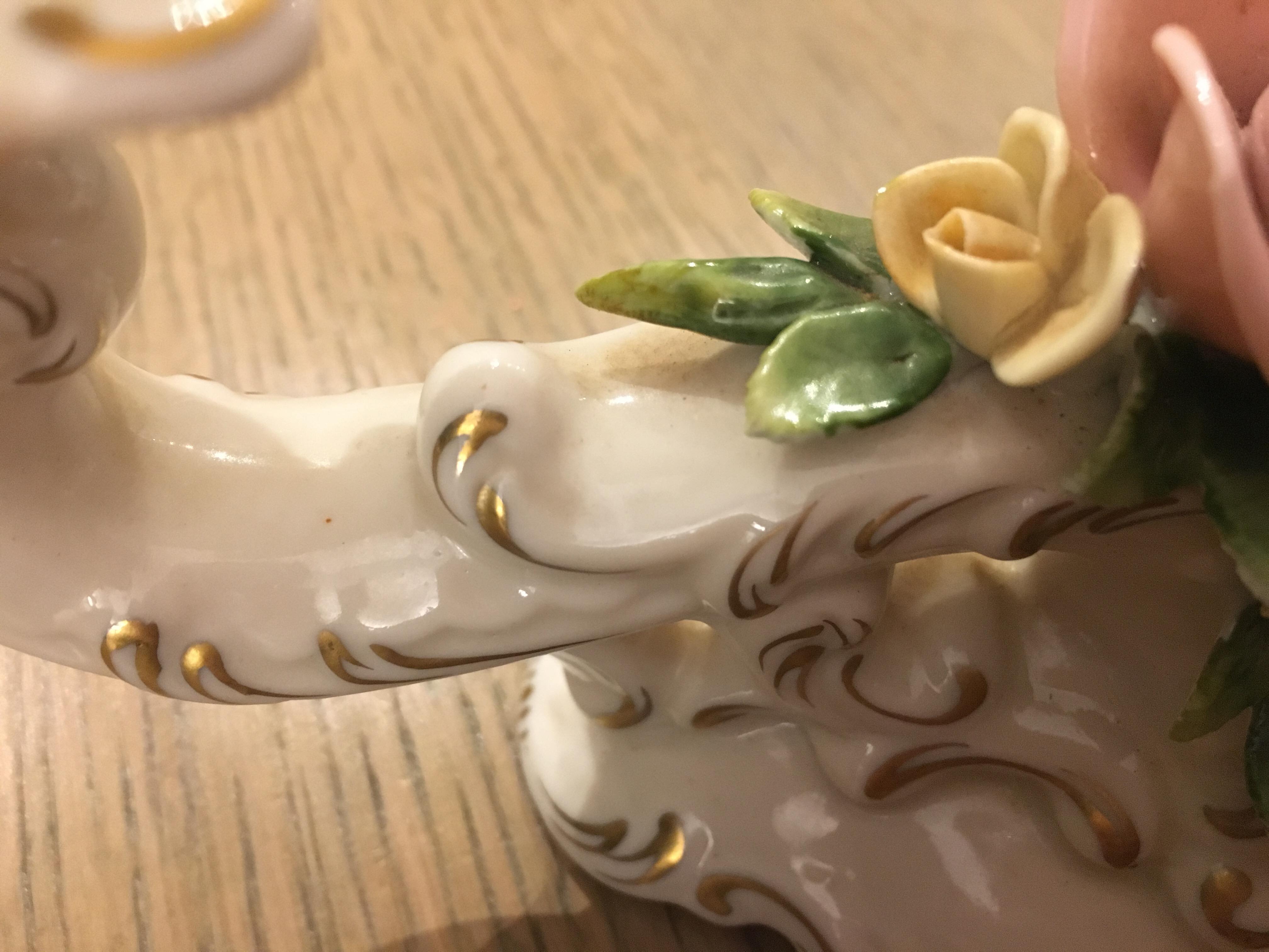 Ancient candlestick two porcelain branch