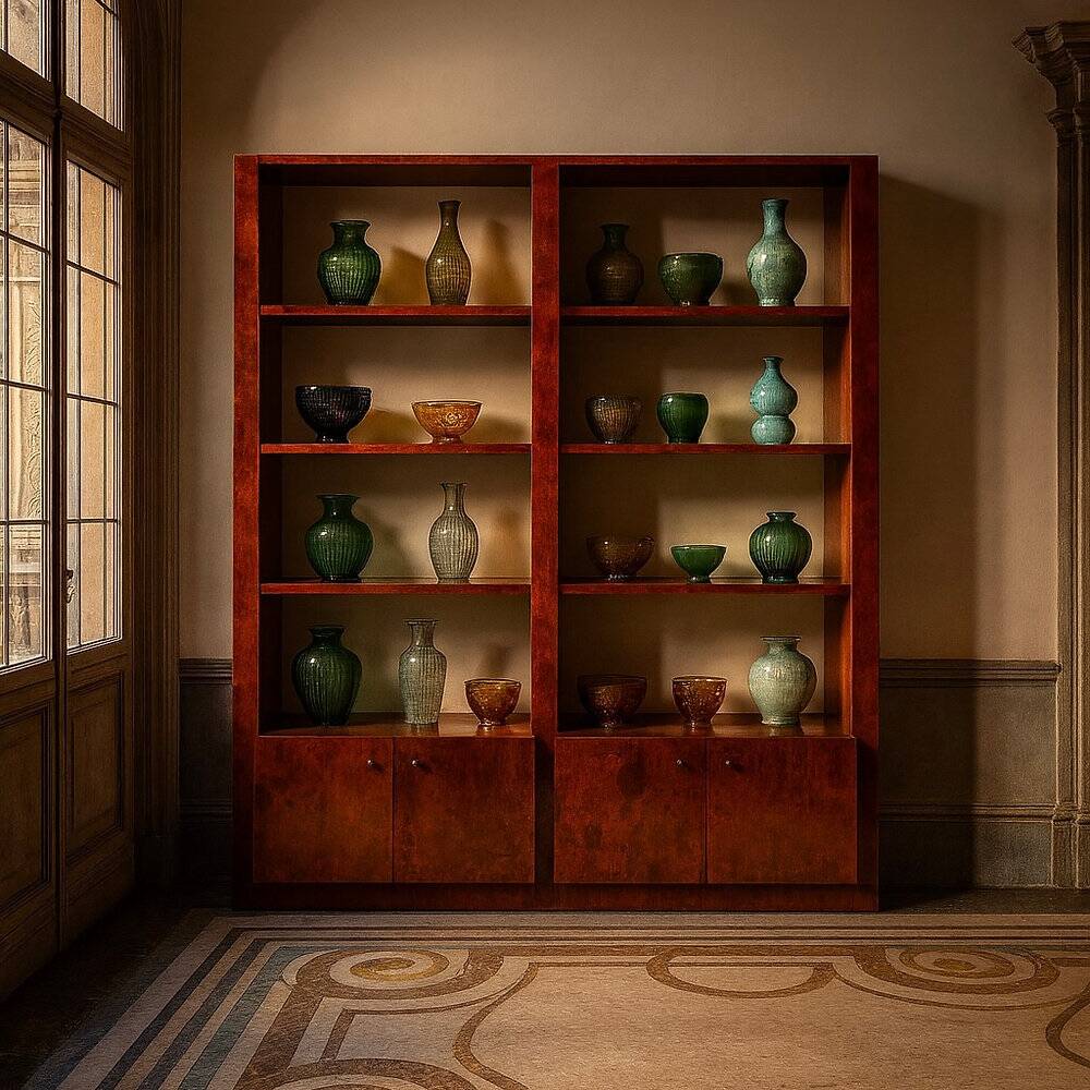 Parchment bookcase by Aldo Tura for Tura Milano 1960