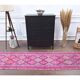 Vintage Turkish Oushak Handmade Cotton Purple Wool Runner Rug 74x345