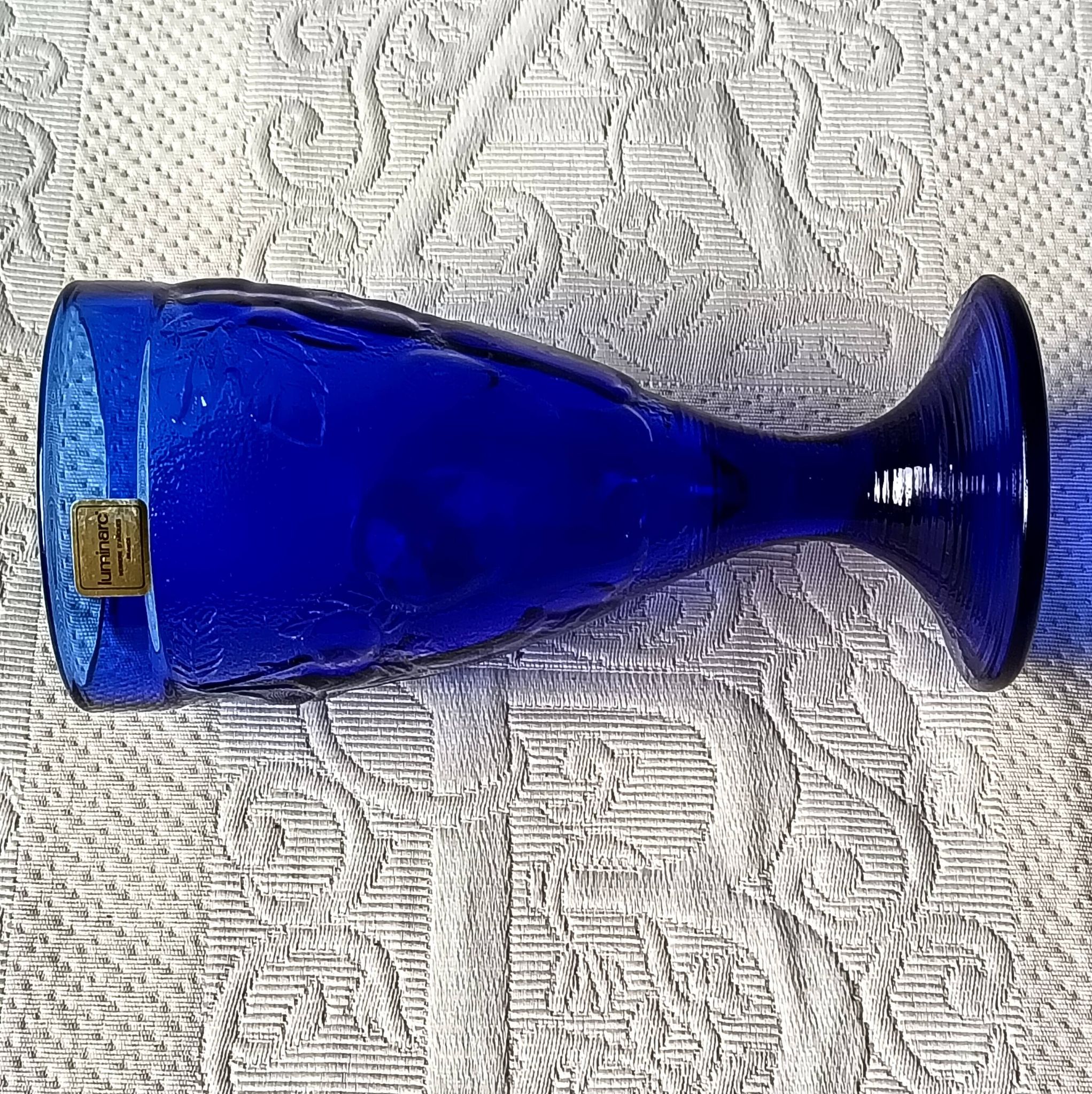 6 vintage LUMINARC France cobalt blue ice cream cups, "gourmet" model