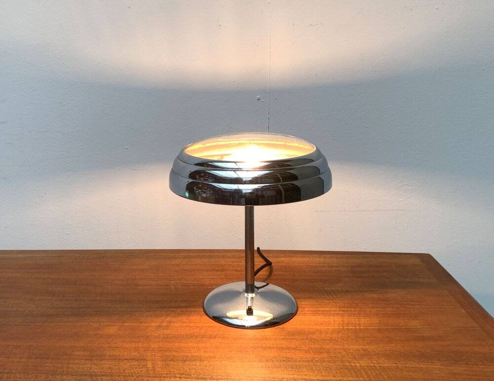 Art Deco table lamp in chrome and glass