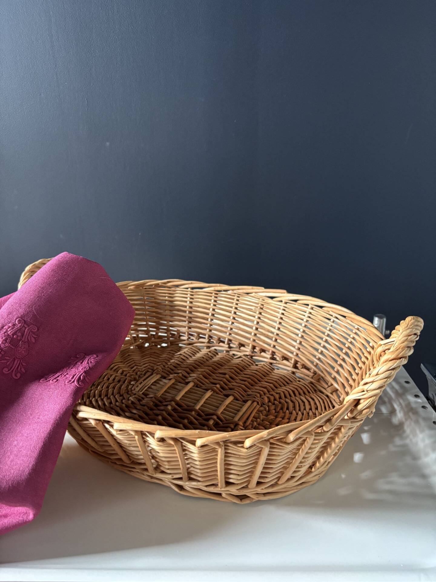 Handmade woven wicker basket