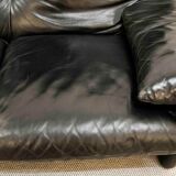 Maralunga 3-Seat Sofa in black leather by Vico Magistretti for Cassina