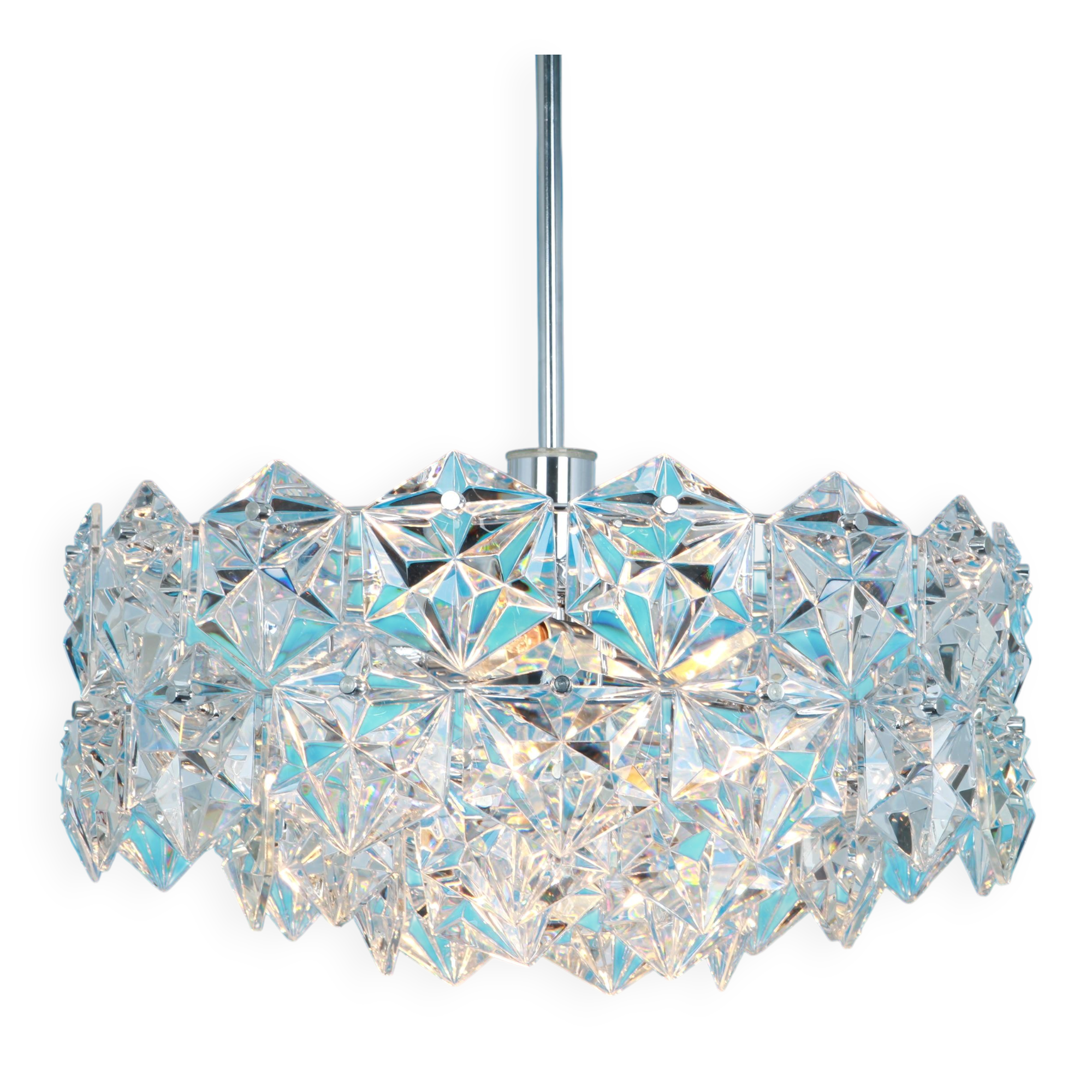 Kinkeldey suspension in chrome and crystal glass, Germany, 1970s.