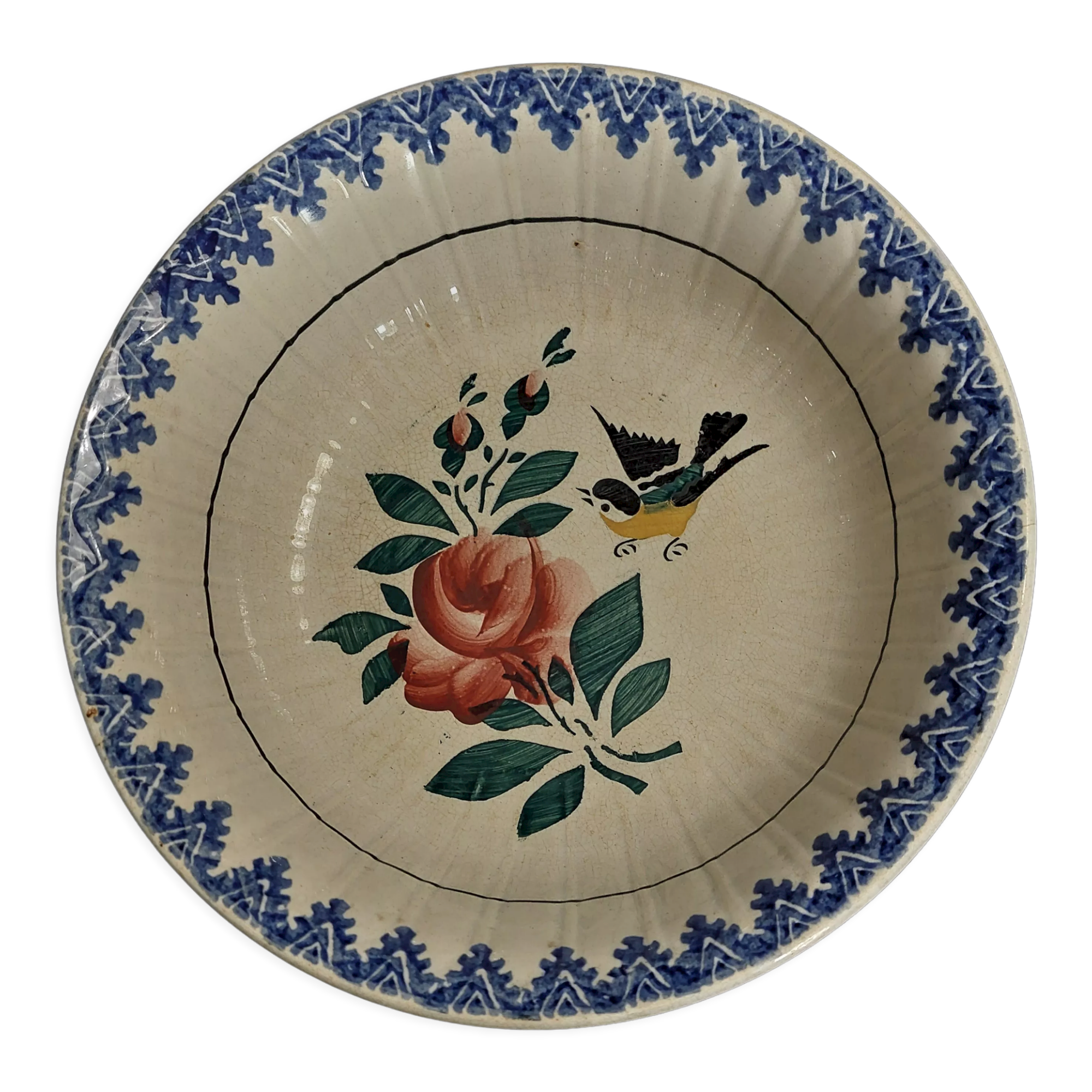 Hollow dish salad bowl earthenware HBC Hautin Boulenger & Co Choisy le Roi late nineteenth century