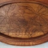 Vintage oak top engraved parrots