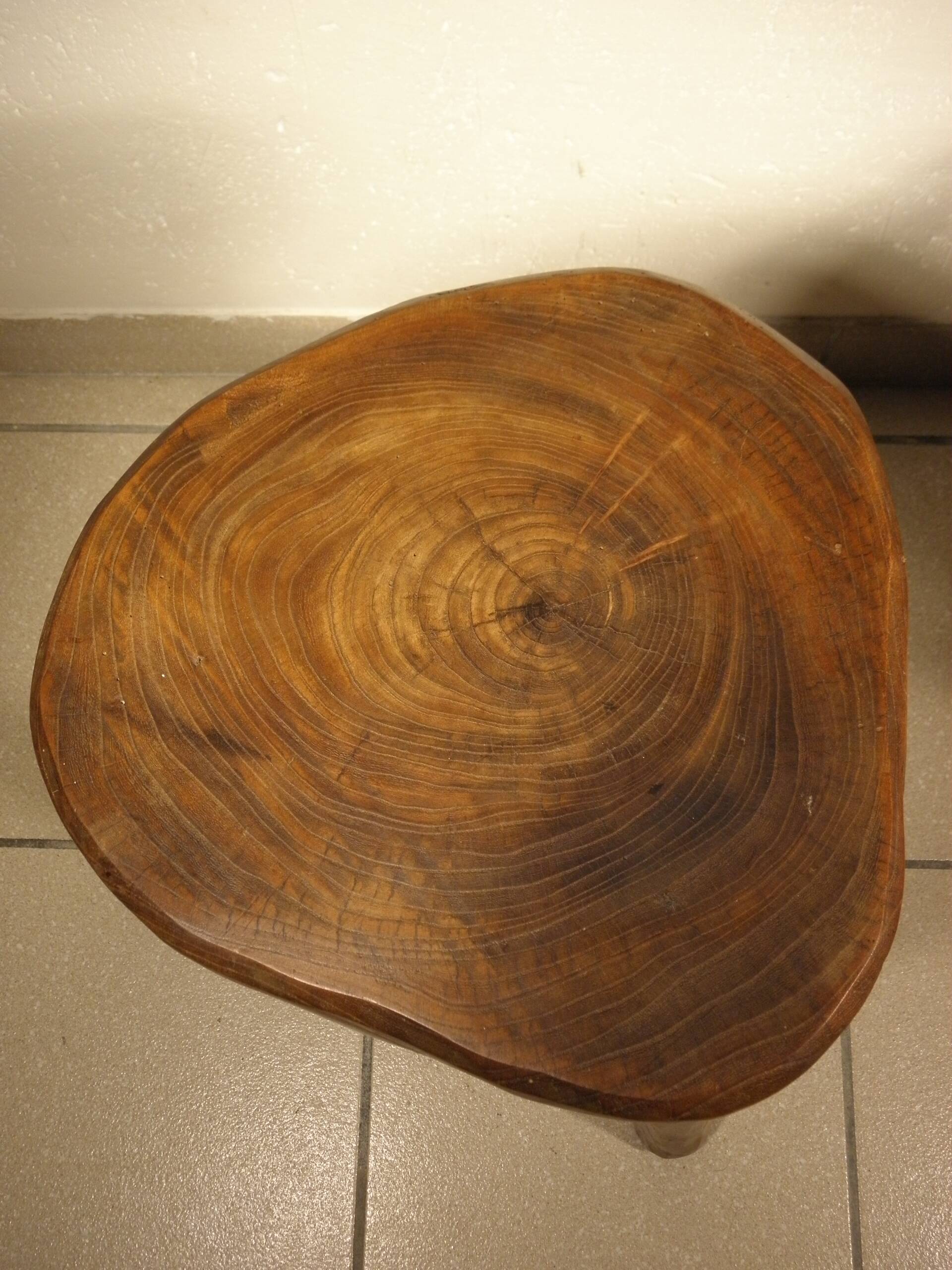 Pair of wooden tripod stools