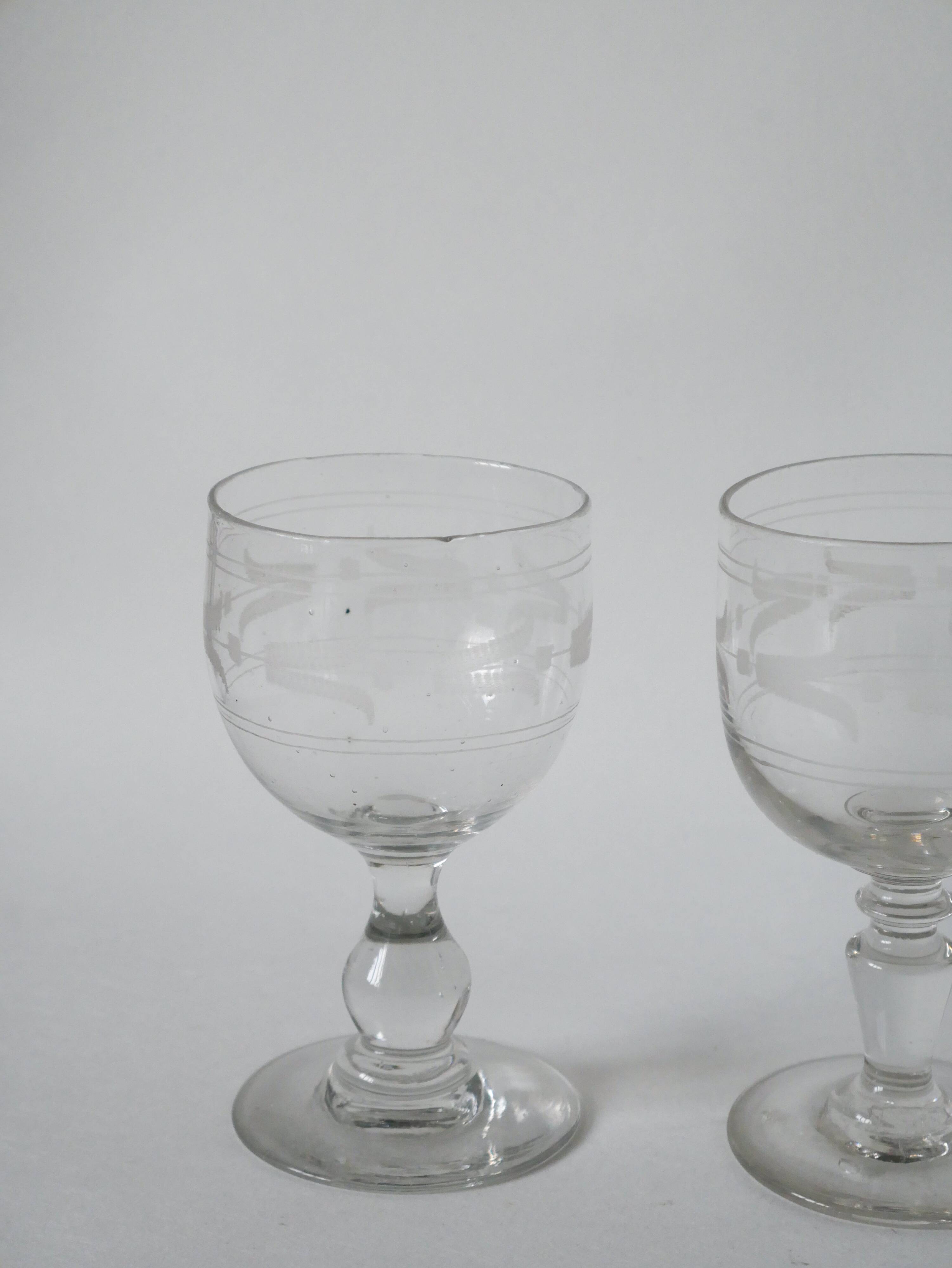 Lot de 6 verres à vin dépareillés XIXème